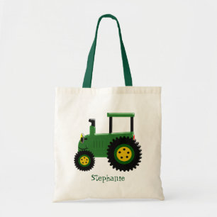 Bolso De Tela Diseño verde personalizado del tractor
