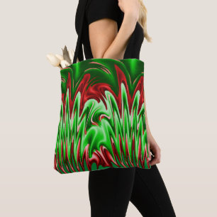 Bolso De Tela Diseño Verde y Rojo en llamas