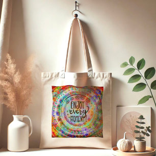 Bolso De Tela Disfruta Cada Minuto Cita Única Floral De Bonito