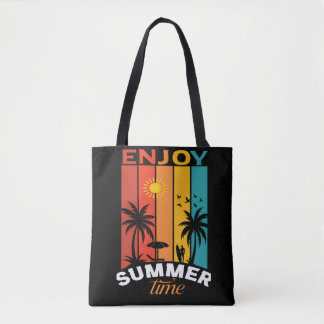 Bolso De Tela Disfruta Camiseta Retro de Playa Verano
