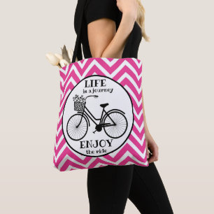 Bolso De Tela Disfruta Del Paseo Bicicleta Con Flores Motivaci
