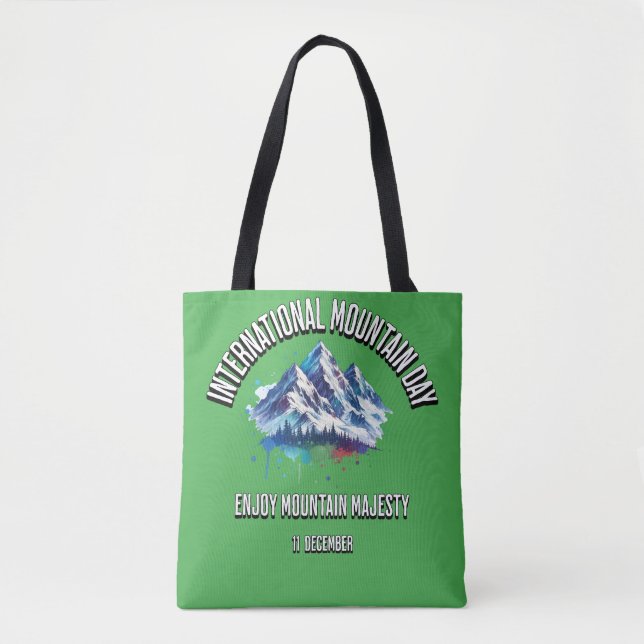 Bolso De Tela Disfruta Majestad de la Montaña. Día Internacional (Anverso)
