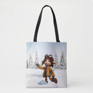 Bolso De Tela Disfrutando un día de nieve