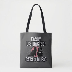 Bolso De Tela Distracción fácil por gatos y música