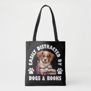 Bolso De Tela Distracción Fácil Por Perros Y Libros