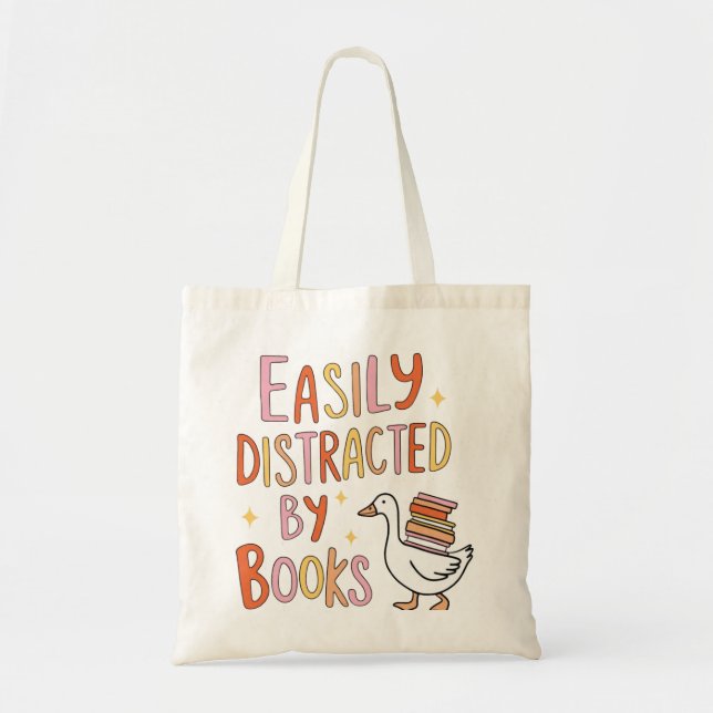 Bolso De Tela Distraído fácilmente por libros (Frente)