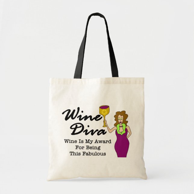 Bolso De Tela Diva del vino "fabulosa " (Frente)