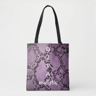 Bolso De Tela DIVAmalístico Piel de serpiente púrpura Imprimir b