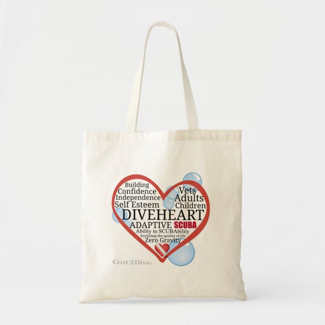 Bolso De Tela Diveheart Word Cloud Heart Grocery Tote (Frente)
