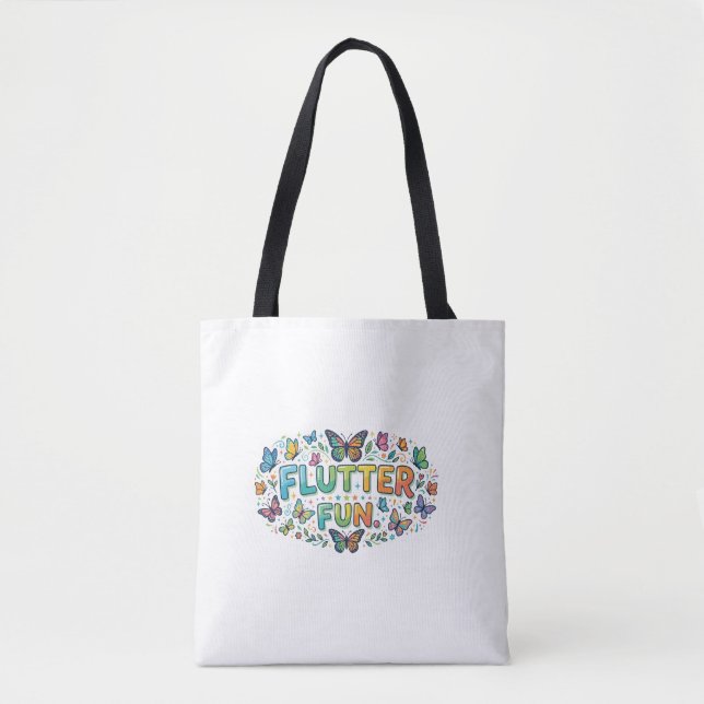 Bolso De Tela Diversión con Mariposas (Anverso)