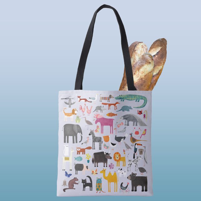 Bolso De Tela Diversión de Menagerie Animal (Animal menagerie safari wildlife pet zoo and farm animal pattern tote bag)