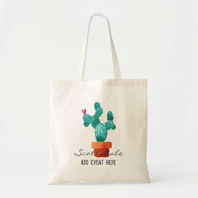 Bolso De Tela Diversión del evento Heart Cactus Green Pink Love  (Frente)