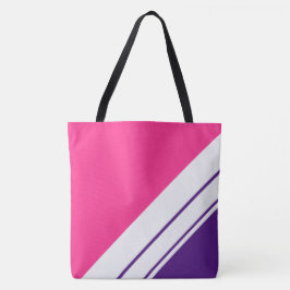 Bolso De Tela Diversión deportiva rayas de carreras rosa brillan