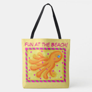 Bolso De Tela Diversión en el Naranja amarillo de la playa de Oc
