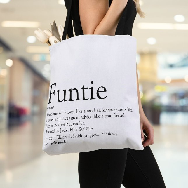 Bolso De Tela Diversión moderna de definición divertida, gracios (Funtie Aunt Auntie Definition Modern Fun Tote Bag)