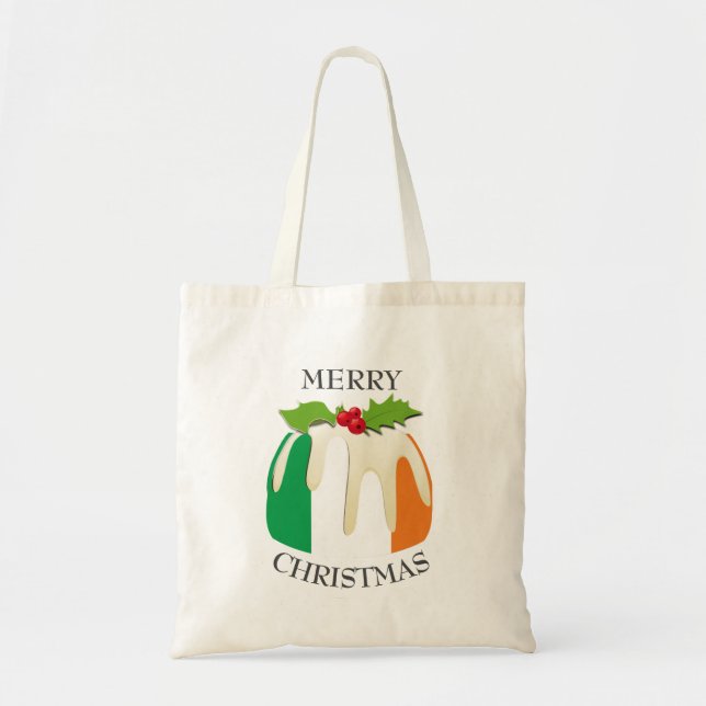 Bolso De Tela Diversión | Navidades Plum Pudding con | BANDERA I (Frente)