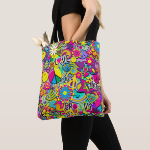 Bolso De Tela Diversión Retro Groovy FUN 60's Sesenta Funky
