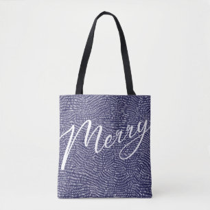 Bolso De Tela Diversión Simple Azul Garabato Feliz Navidad Fiest
