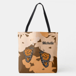 Bolso De Tela Diversión Su Nombre Naranja Monarch Mariposa Parej