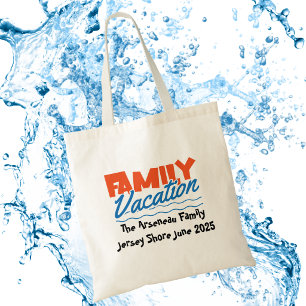 Bolso De Tela DIVERSIÓN VACACIONES FAMILIARES naranja/azul PERSO