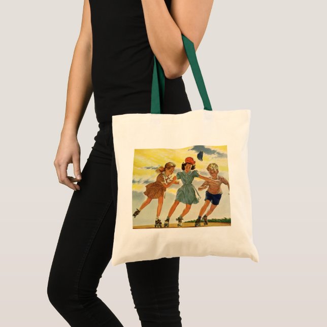 Bolso De Tela Diversión Vintage Patinaje Sobre Ruedas Niños y Ni (Anverso (producto))