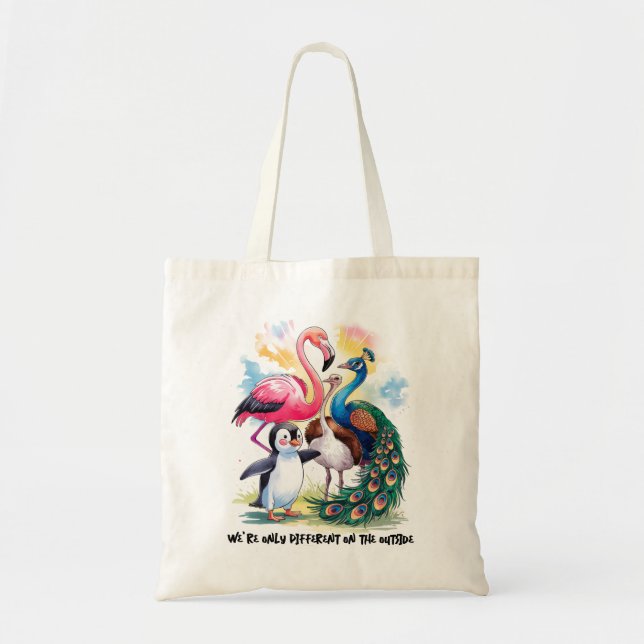 Bolso De Tela Diversity Inclusiveness Flamingo and Friends  (Frente)