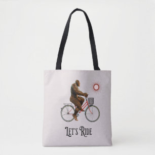 Bolso De Tela Divertida Aventura Retro en Bicicleta de Bigfoot