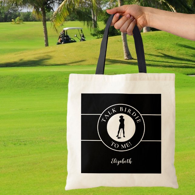 Bolso De Tela Divertida charla Birdie Para Mí Golfer Black & Whi (Subido por el creador)