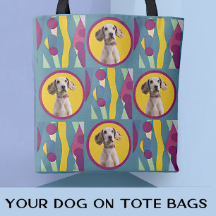 Bolso De Tela Divertida Foto de Mamá Perro Moderna Patrón Abstra