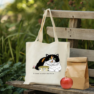 Bolso De Tela Divertida Gata Calicó Mimada Alimentar Gato Rosa