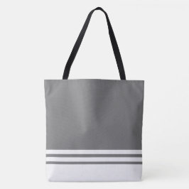 Bolso De Tela Divertidas Rayas de Carreras Gris Medio Base Blanc