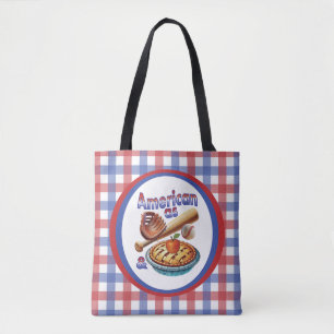 Bolso De Tela Divertido americano como béisbol y tarta de manzan