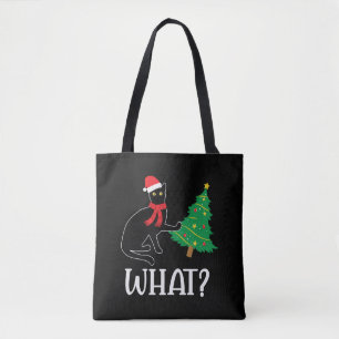 Bolso De Tela Divertido árbol de Navidad Cat sobre Cat What