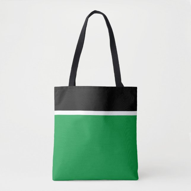 Bolso De Tela Divertido Black White Top Strips On Kelly Green (Anverso)