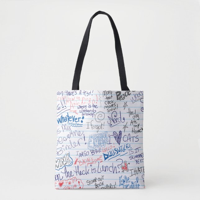 Bolso De Tela Divertido Bloc de notas Boredom Doodle Art (Anverso)