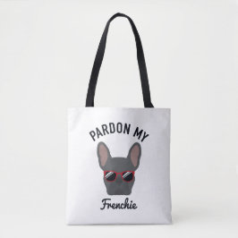 Bolso De Tela Divertido Bulldog Francés Azul Frenchie Perdona mi