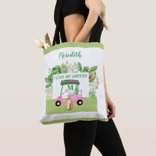 Bolso De Tela Divertido carrito de golf Monograma Nombre Amor Ve