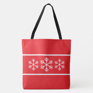 Bolso De Tela Divertido Chic Nórdico Blanco Copos de Nieve Sobre