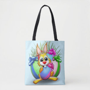 Bolso De Tela Divertido conejo de Pascua y un personaje lindo mo