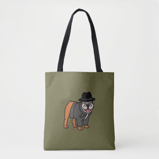 Bolso De Tela Divertido detective inglés de Bulldog Tote Bag (Anverso)