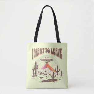 Bolso De Tela Divertido diseño de nave espacial "Quiero irme"