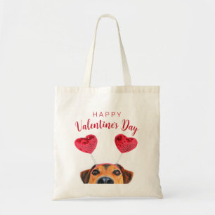 Bolso De Tela Divertido El día de San Valentín lindo Perro Coraz