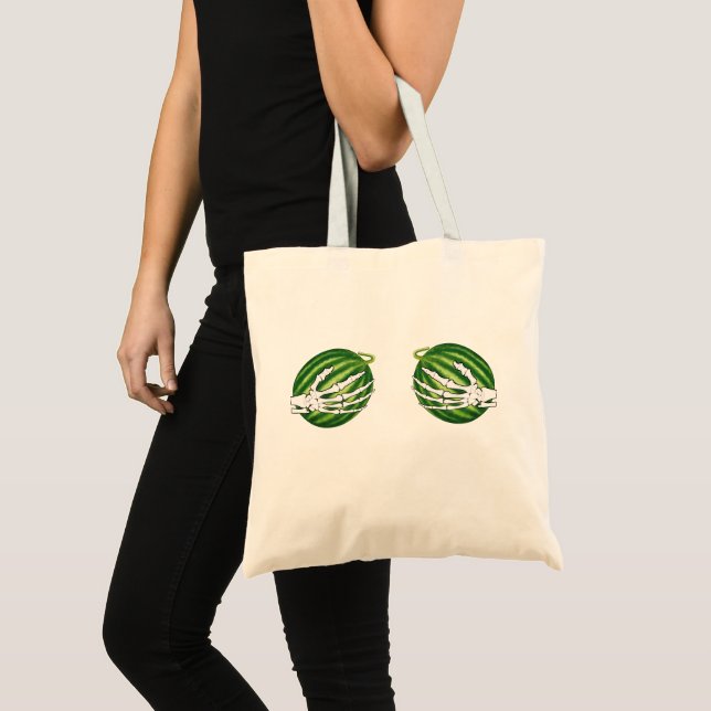 Bolso De Tela Divertido esqueleto de Halloween Manos sosteniendo (Anverso (producto))