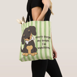 Bolso De Tela Divertido Estoy Vigilando Dachshund Negro Rayas Ve