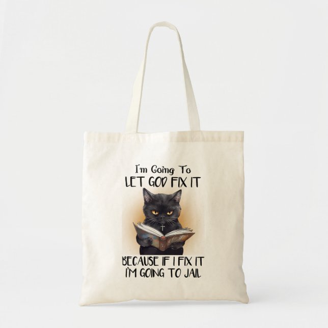 Bolso De Tela Divertido gato negro (Frente)