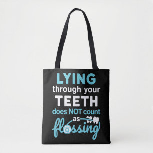 Bolso De Tela Divertido higienista dental que miente a través de