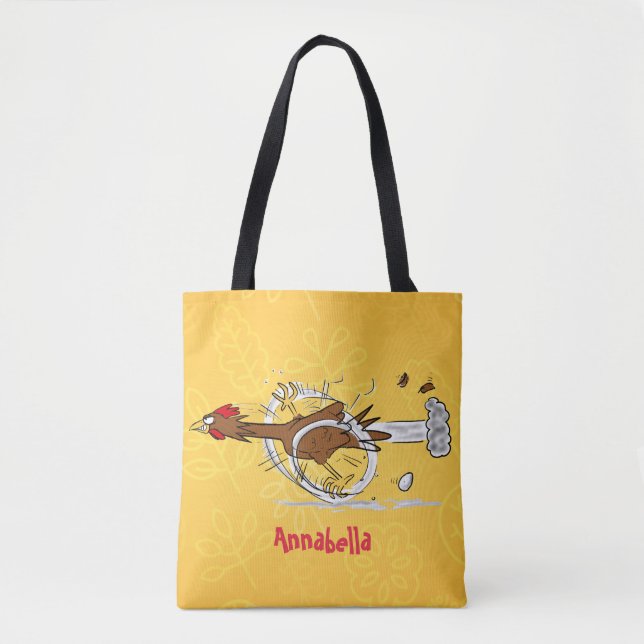 Bolso De Tela Divertido ilustracion de pollo fresco y personaliz (Anverso)