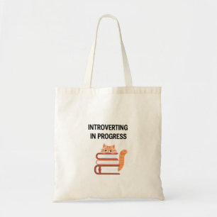 Bolso De Tela Divertido "Introvertido en Progreso" con Gato