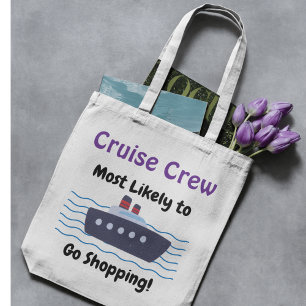 Bolso De Tela Divertido 'Ir de Compras' Crucero Azul/ Blanco Per