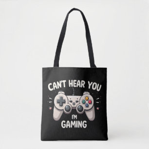 Bolso De Tela Divertido jugador que no puedo oír que estoy jugan